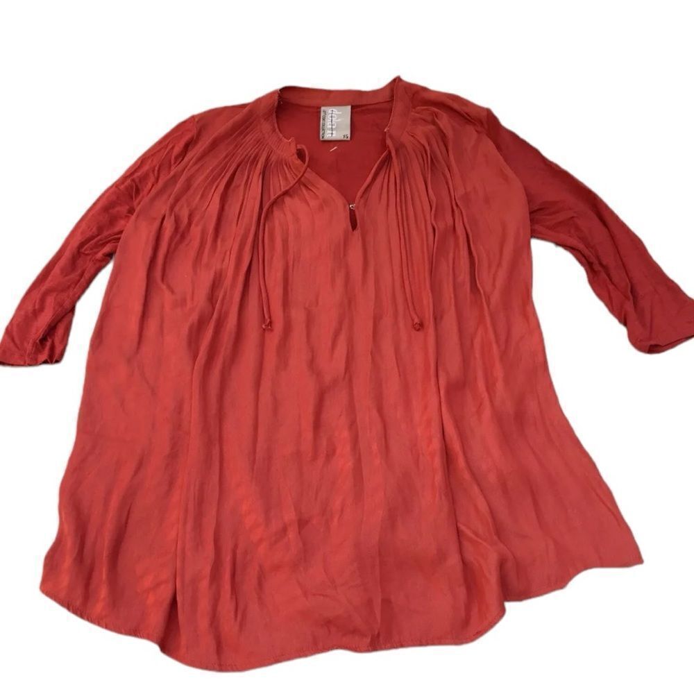 Anthropologie Dolan Lucille Tie Neck Blouse - Burnt Orange (Size X-Small)